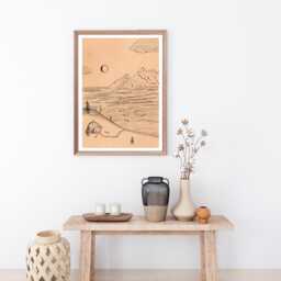 Oceanside Cabin Art Print - Cosy Alpine Hut, Minimalist Sketch - thumbnail 2