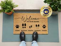 Multi-Pet Family Name Doormat - Custom Entry Decor - thumbnail 1