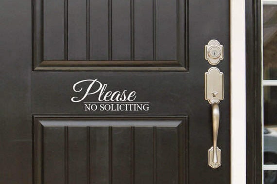 Please No Soliciting Decal Sign Front Door - Entryway Or Wall Vinyl Sticker - Great Gift Idea/Home Decor - image 1