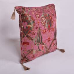 Pink Tulip Kilim Pillow Cover Turkish Chenille Cushion - 16x16 In - thumbnail 3
