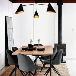 Sarai - Black Chandelier Lamp 3-Light Metal Shade With Gold Interior - thumbnail 2
