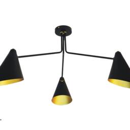 Sarai - Black Chandelier Lamp 3-Light Metal Shade With Gold Interior - thumbnail 3