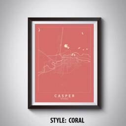 Casper Wyoming Map Art Print Vintage Style Office Decor - thumbnail 3