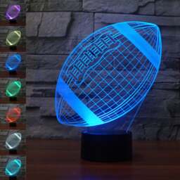 American Personalized Football Ball, 3D Illusion Smart App Control Night Light Bluetooth, Music, 7&16M Color Mobile App, Made in UK - thumbnail 3
