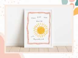 Sunshine Nursery Print - Minimalist Boho Kids Room Art - thumbnail 1