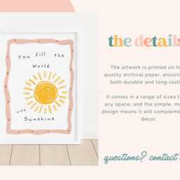 Sunshine Nursery Print - Minimalist Boho Kids Room Art - thumbnail 3