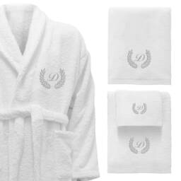 Bath Towels & Personalized Bathrobe - Ref. Laureado Silver