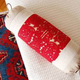 "Embroidered Bolster Pillow Hungarian Folk Art ""??r??sos" - thumbnail 3