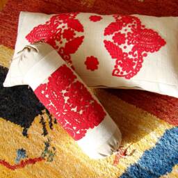 "Embroidered Bolster Pillow Hungarian Folk Art ""??r??sos" - thumbnail 4