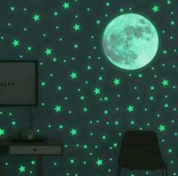 Glow in The Dark Moon & Stars Wall Decal Nursery Decor - thumbnail 1