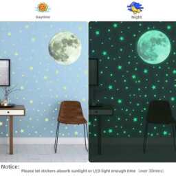 Glow in The Dark Moon & Stars Wall Decal Nursery Decor - thumbnail 2