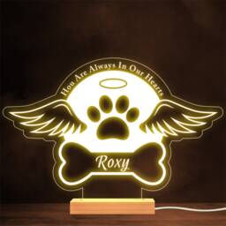 Pet Paw Angel Wings Memorial Loss Always in Our Personalised Gift Night Light - thumbnail 1