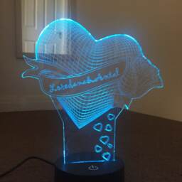 Heart With Flower 3D Illusion , Smart App Control Night Light Bluetooth, Music, 7&16M Color Mobile App, Can Be Personalised - thumbnail 3