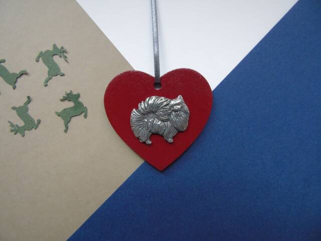 Pomeranian Wooden Heart Decoration - Ornament Christmas Lover Gift - image 1
