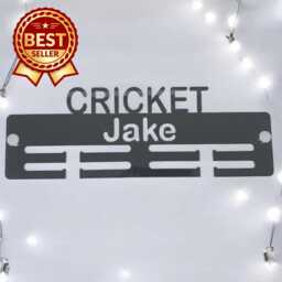 Cricket Medal Hanger - Gloss Colours, Custom Name & Colour