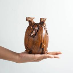 Triplets Baby Dragon Sculpture, Newborn, Egg Wood, Wood Carving, Wooden Statue, Modern Decor, Nursery Gift For Parents, Gifts Her - thumbnail 4