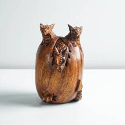 Triplets Baby Dragon Sculpture, Newborn, Egg Wood, Wood Carving, Wooden Statue, Modern Decor, Nursery Gift For Parents, Gifts Her - thumbnail 3