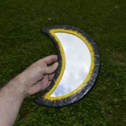 Blue Crescent Moon, Yellow Moon Mirror, Shape House Warming Gifts, Small Hippy Home Decor - thumbnail 4