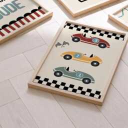 Set Of 3 Personalised Little Dude Racer Wall Prints For Bedroom, Playroom Or Nursery - thumbnail 3