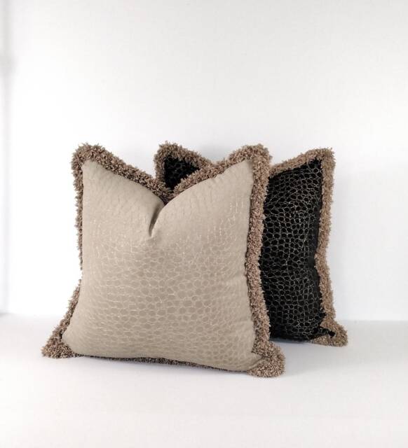 Velvet Animal Print Ruche Trimmed Cushion Cover Pillow Throw - image 1