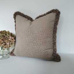 Velvet Animal Print Ruche Trimmed Cushion Cover Pillow Throw - thumbnail 4