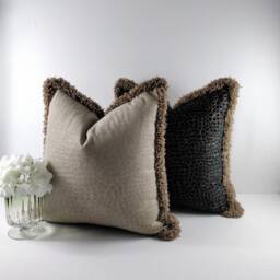 Velvet Animal Print Ruche Trimmed Cushion Cover Pillow Throw - thumbnail 2
