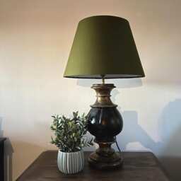 Olive Green Cotton Empire Lampshade, Coolie, Ceiling Light - thumbnail 1