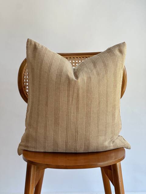 Handwoven Hemp Pillow Neutral Striped Hmong Textile - image 1