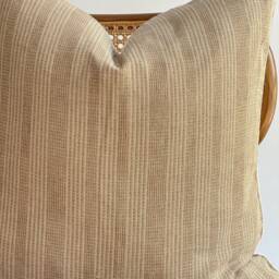 Handwoven Hemp Pillow Neutral Striped Hmong Textile - thumbnail 2