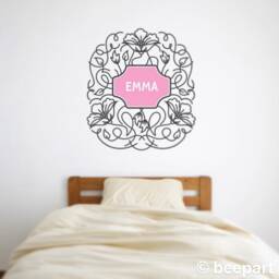 Custom Name Decal-Flower Wall Decal, Personalized Flower Sticker, Nursery Decor, Baby Girl Nursery, Girls Room Decor - thumbnail 1