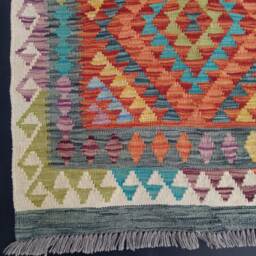 Runner Rug Aztecis, Handmade Artisan Afghan Turkish Aztec Natural Wool Kilim 402x82 cm - thumbnail 4