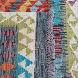 Runner Rug Aztecis, Handmade Artisan Afghan Turkish Aztec Natural Wool Kilim 402x82 cm - thumbnail 3