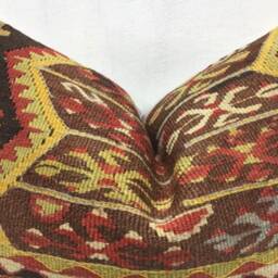 Vintage Handwoven Kilim Pillow Cover, Turkish Bohemian Accent - 16x24 - thumbnail 2