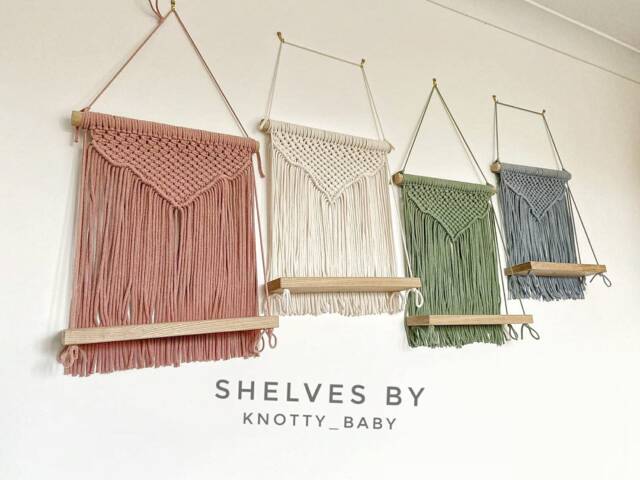 100% Natural Cotton Macrame Solid Oak Hanging Shelf/Wall Decor/Solid Oak Shelf/Eco Packaging/Eco Friendly/Shelving/Vegan Friendly, Vegan - image 1