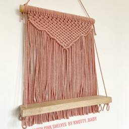 100% Natural Cotton Macrame Solid Oak Hanging Shelf/Wall Decor/Solid Oak Shelf/Eco Packaging/Eco Friendly/Shelving/Vegan Friendly, Vegan - thumbnail 3