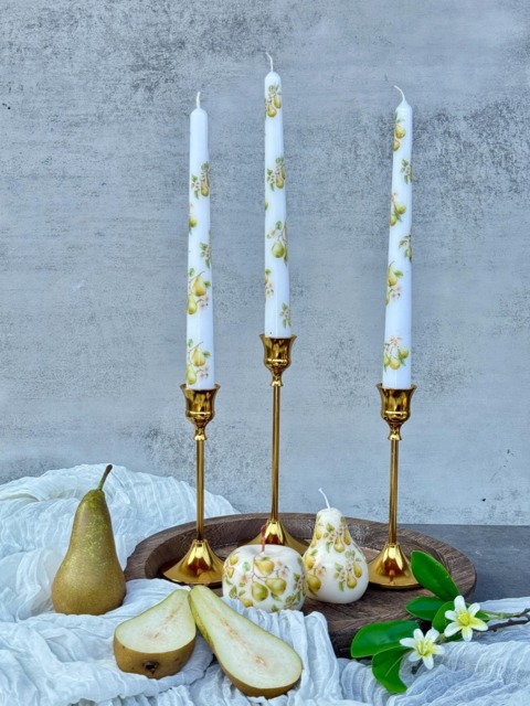 Pear Taper Candles Rustic Kitchen & Fall Centerpiece Decor - image 1