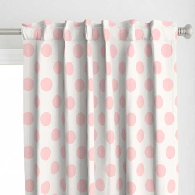 Pink Dots Curtain Panel - & White Blush Baby Girl Nursery Shower Custom Polka Dot Pale By Mjmstudio - image 1