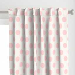Pink Dots Curtain Panel - & White Blush Baby Girl Nursery Shower Custom Polka Dot Pale By Mjmstudio - thumbnail 1