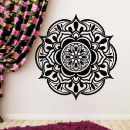 Wall Decal Mandala. Yoga Studio Decor. Boho Decal. Bohemian Bedroom Mandala Sticker. Namaste Art Ar402 - thumbnail 1