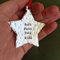 Personalised Christmas Tree Star Decoration. Baby's Name 1St First 2024 - thumbnail 2