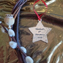 Personalised Christmas Tree Star Decoration. Baby's Name 1St First 2024 - thumbnail 3