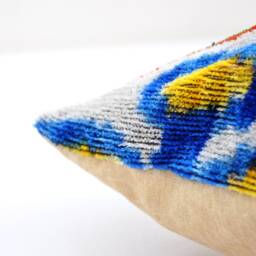 Handloom Silk Velvet Ikat Pillow Cover, Decorative Cushion - thumbnail 3