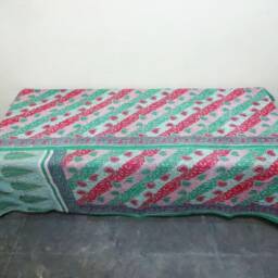 Floral Kantha Quilt Handmade Indian Cotton Twin Bedspread - thumbnail 4