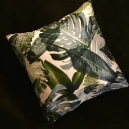 Banana Leaf Pillow, Palm Leaf Tropical, Resort, Retro, Greens, Leaf, Resort Original Design 18 X 18, 22X22 Inches Beach Decor - thumbnail 3