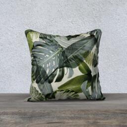 Banana Leaf Pillow, Palm Leaf Tropical, Resort, Retro, Greens, Leaf, Resort Original Design 18 X 18, 22X22 Inches Beach Decor - thumbnail 2
