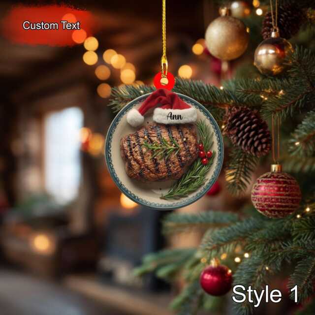 Custom Roast Beef Christmas Ornament, 2D Flat Acrylic Personalized Holiday Decoration, Food Ornament For Tree Hanging Festive Xmas Gift - image 1