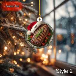 Custom Roast Beef Christmas Ornament, 2D Flat Acrylic Personalized Holiday Decoration, Food Ornament For Tree Hanging Festive Xmas Gift - thumbnail 2