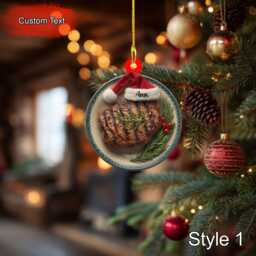 Custom Roast Beef Christmas Ornament, 2D Flat Acrylic Personalized Holiday Decoration, Food Ornament For Tree Hanging Festive Xmas Gift