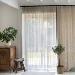 Sheer Linen Curtains, Pencil Pleat Curtain Panels, Lightweight Window Drapes, Treatments - thumbnail 3
