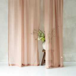 Sheer Linen Curtains, Pencil Pleat Curtain Panels, Lightweight Window Drapes, Treatments - thumbnail 4